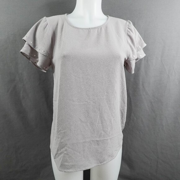 Papermoon Stitchfix Womens Top Small Gray Minimalist Quiet Luxury Corpcore Sheer - Picture 1 of 13